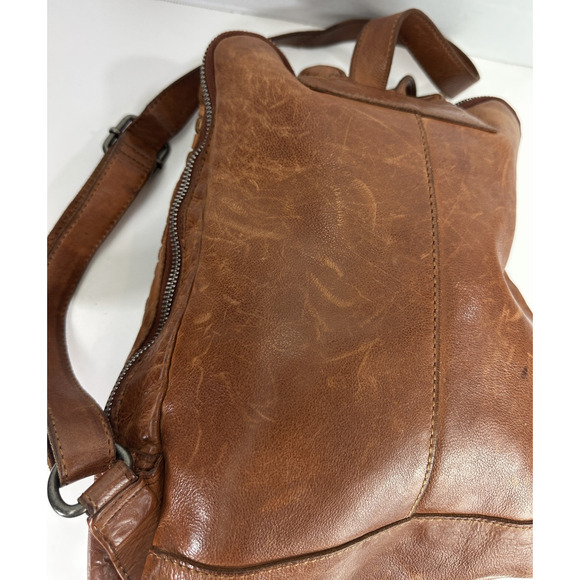 Vilenca Distressed Holland Emilia Woven Leather Backpack Purse Cognac Brown Boho - Picture 16 of 16